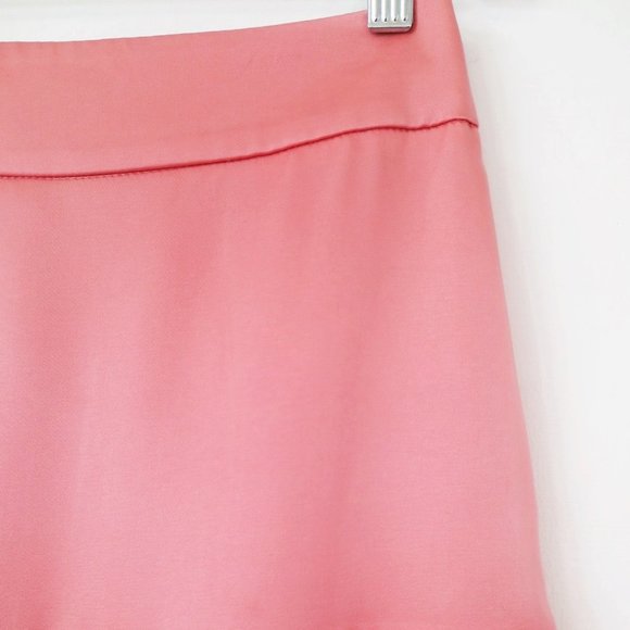90's Vintage Pink Satin Ruffle Mini Skirt - 25" - Picture 2 of 6